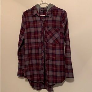 Hooded, flannel, button up
